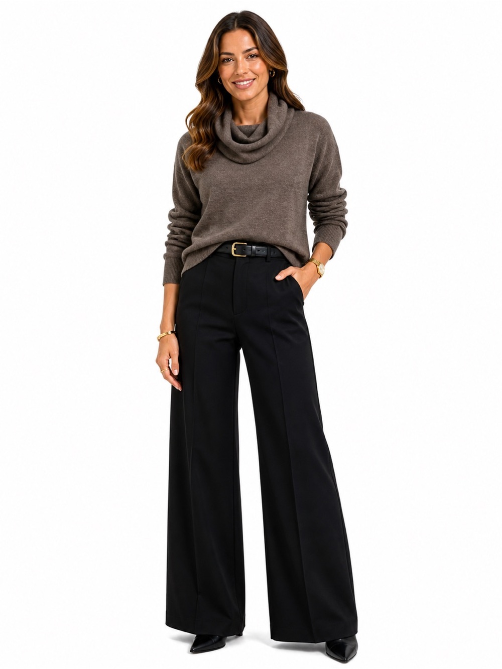 The Limited Women’s Cowl Neck Sweater in Taupe